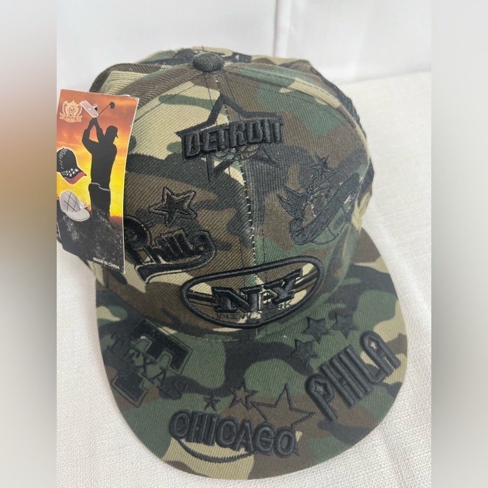 Heina Mens Camouflage Multiple Sports Multiple States Embroidered Cap NWT